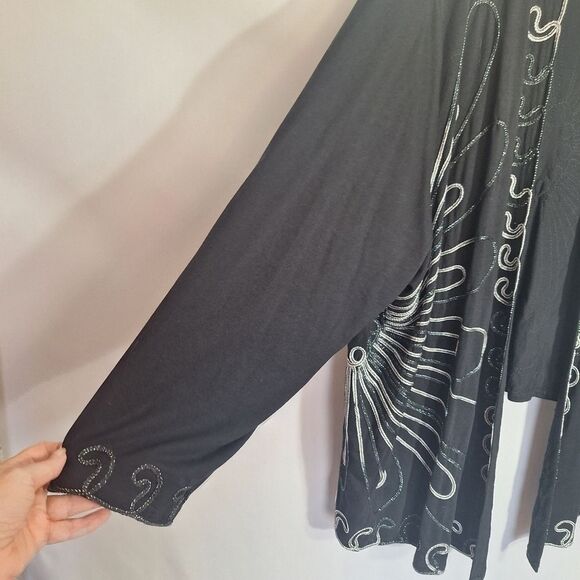 Maggie Womens Open Front Cardigan Embroidered Lightweight Whimsigoth Boho 5X - Picture 4 of 12